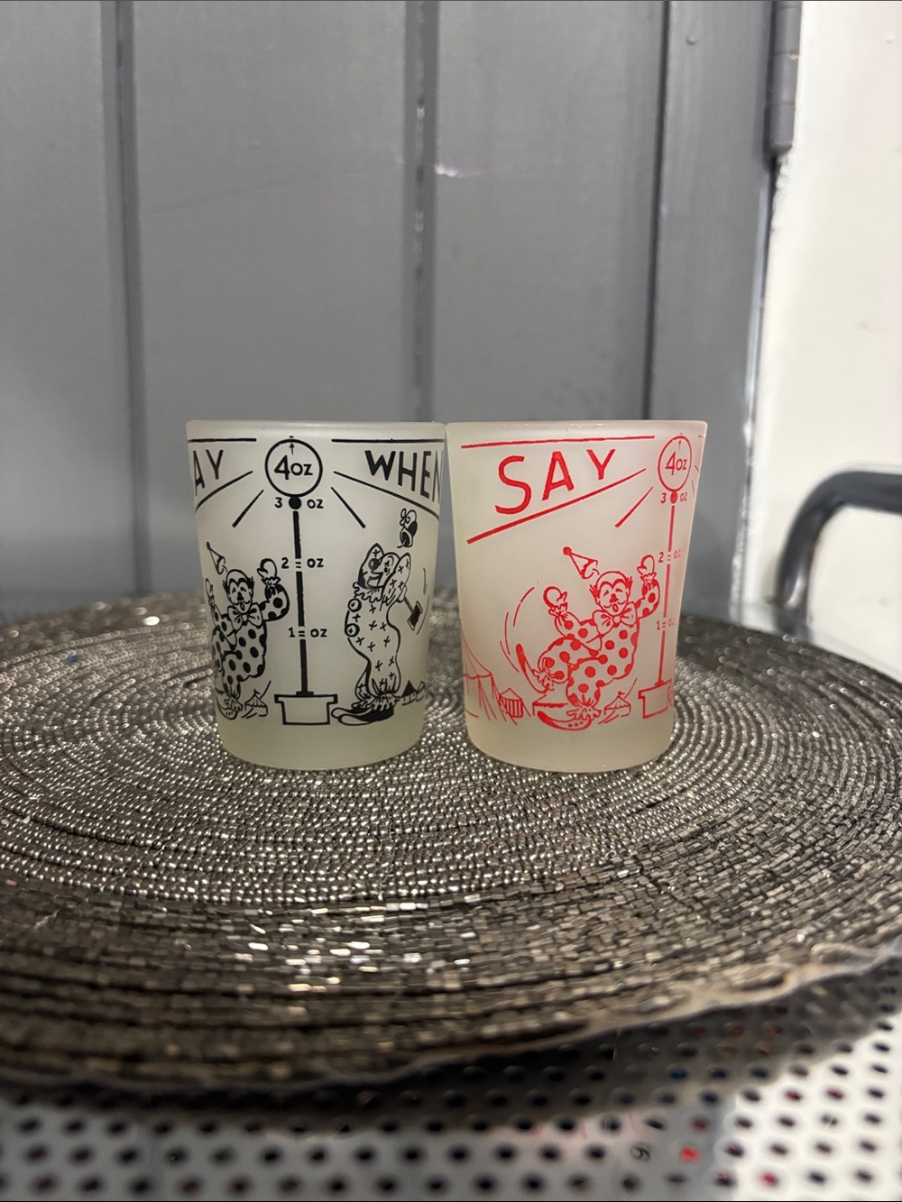 Clown Graphic Shot Glasses - Red and Black Print